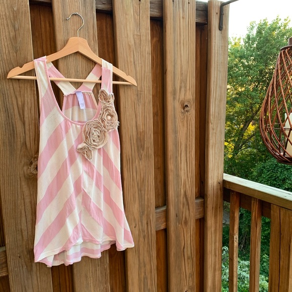 Zoah Pink/Tan Chevron Embellished Tank - Picture 1 of 8